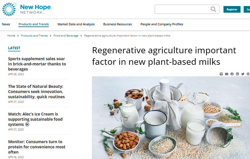 Regenerative Agriculture Important Factor In New Plant-Based Milks ...