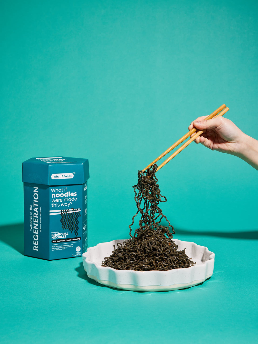 charcoal noodles with shroom pepper seasoning