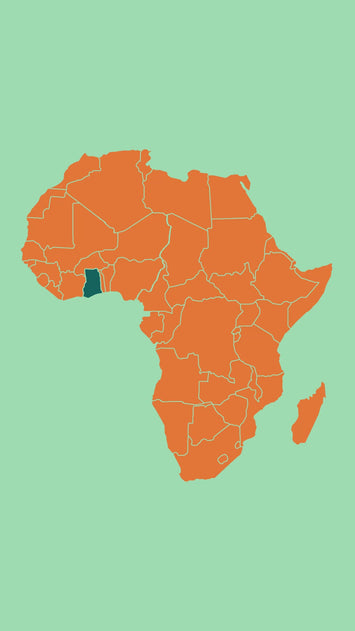 Ghana on map of Africa